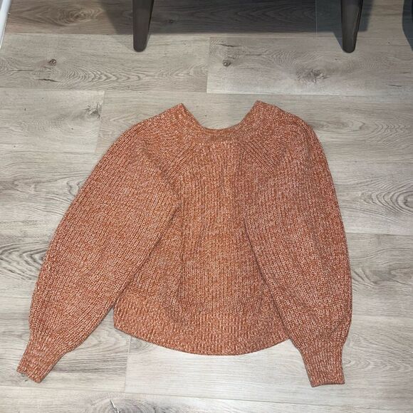 Orange knit vneck sweater - Picture 1 of 3